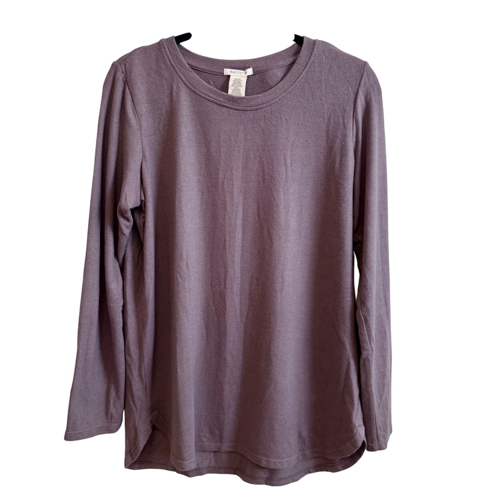 Matty M Tunic Top Womens L Plum Purple Long Sleeve Crew Neck NWT Soft Cozy